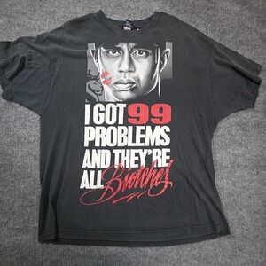 Wolf Shirt Mens 2XL Black 99 Problems Graphic Tee T-Shirt Funny Humor